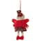 Plaid Angel Girl with Jute Pigtails Christmas Ornament - 8.5" - Red and Beige